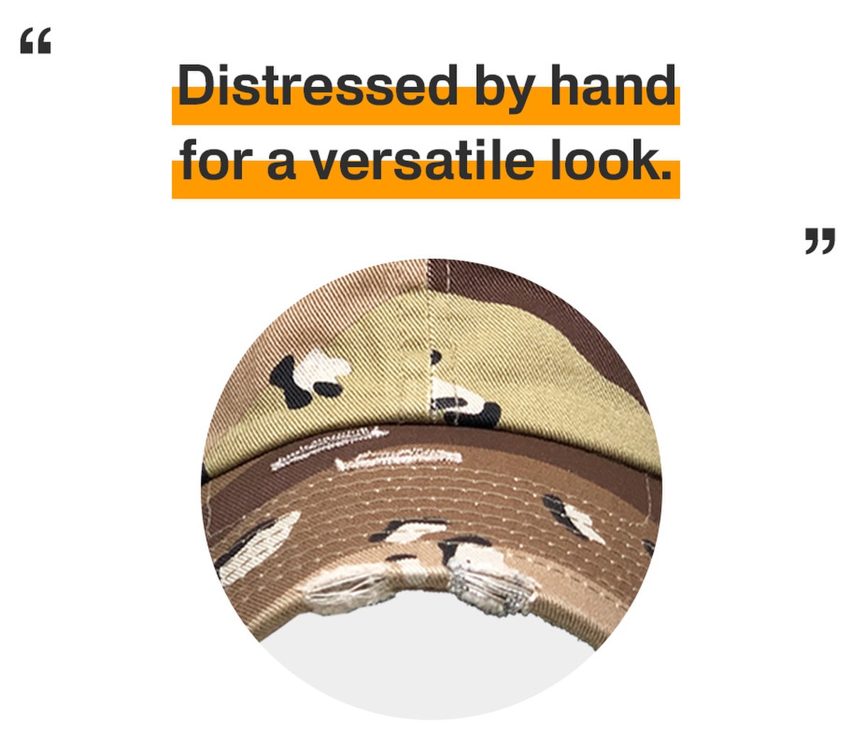 Desert Camouflage Distressed Vintage Baseball Cap Front View